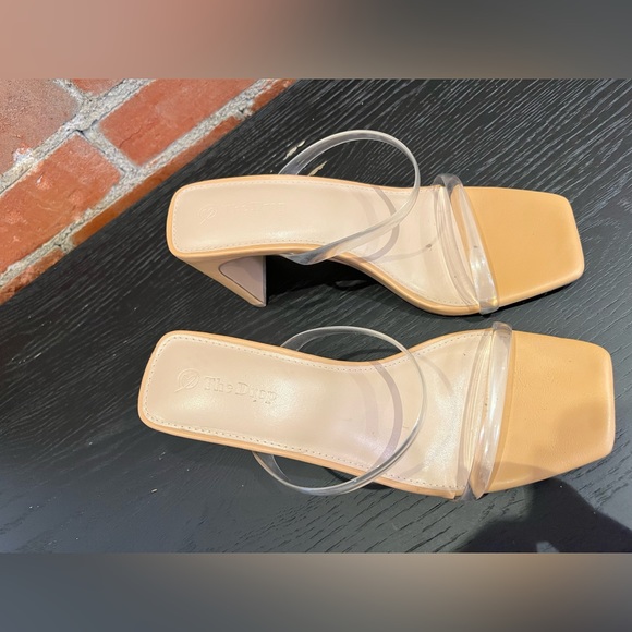 The Drop Avery Square Toe Two Strap High Heeled Sandal Heeled Sandal, size 38 - Picture 3 of 4